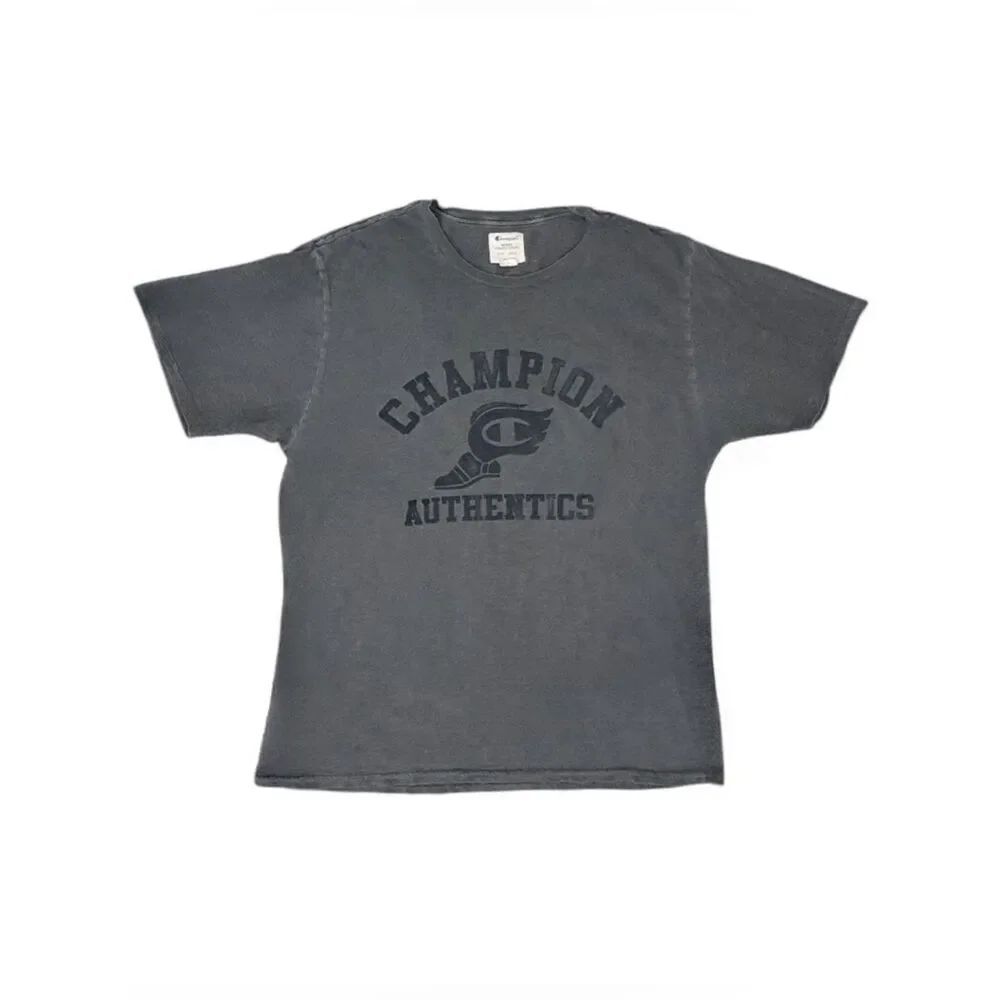 CHAMPION Men's Acid Washed Gray Graphic 'Champion Authentics' Tee